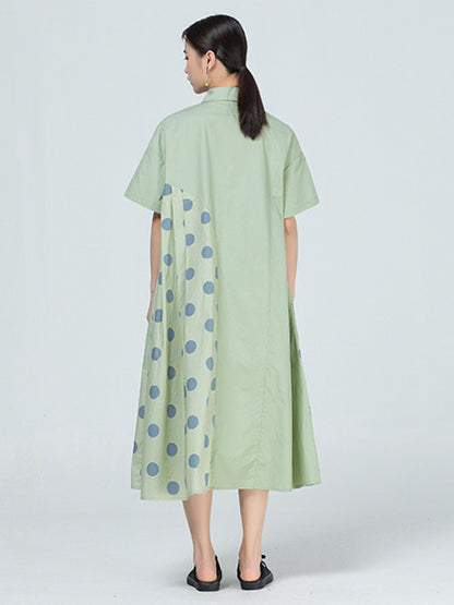 Original Polka-Dot Irregularity Split-Joint Shirt Dress