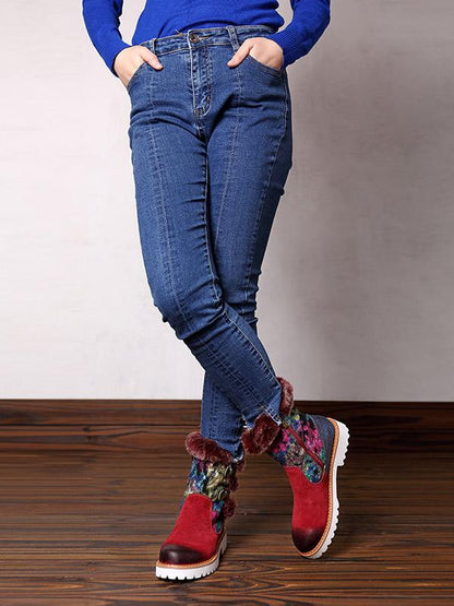 Bohemia Vintage Warm Leather Booties