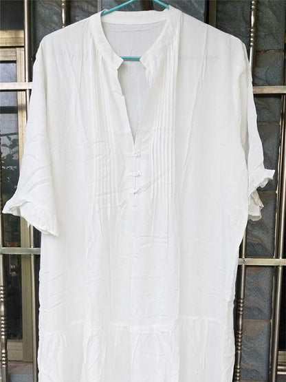 Vacation V-neck Short Sleeve Loose Midi Dress