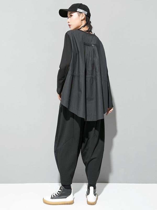 Simple Irregularity Round-Neck T-Shirts Tops