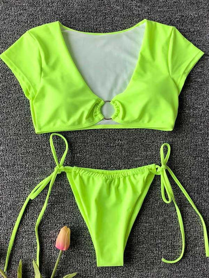 Leopard Snakeskin Plain Bikini Swimsuit