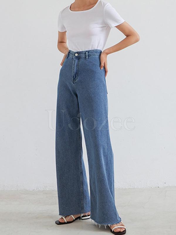 Casual Empire Column Wide Leg Jean Pants