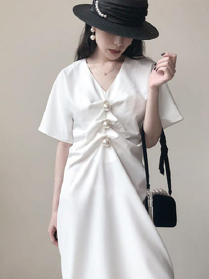 Normcore Beaded Ruffled Elegant Dress