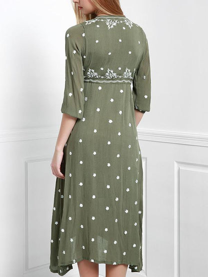 Popular Inwrought Bohemia Half Sleeve V Neck Beach Maxi Dress