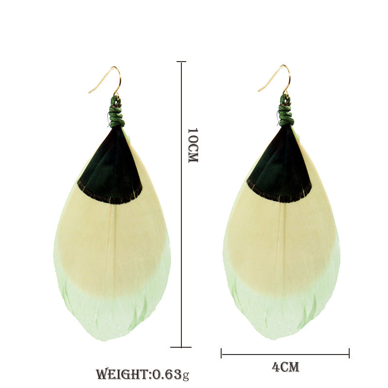 Bohemian fluffy feather tassel earrings