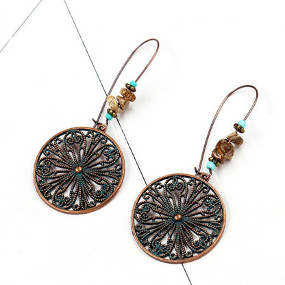 Vintage round earrings female creative flower alloy earrings popular earrings