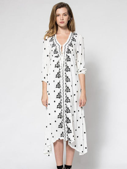 Bohemia Half Sleeve V Neck Beach Maxi Dress