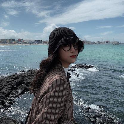 Buykud Casual Solid Color Sunscreen Knit Hat