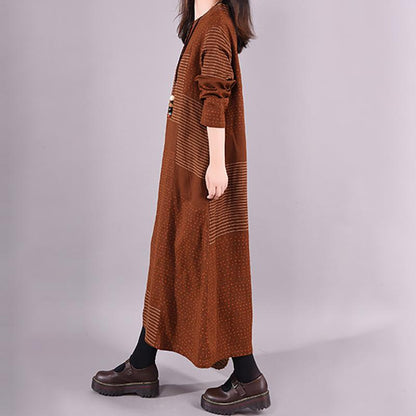 Buykud Wave Point Stripe Retro Casual Comfortable Dress
