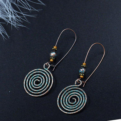Fashion retro creative disc hollow alloy big earrings