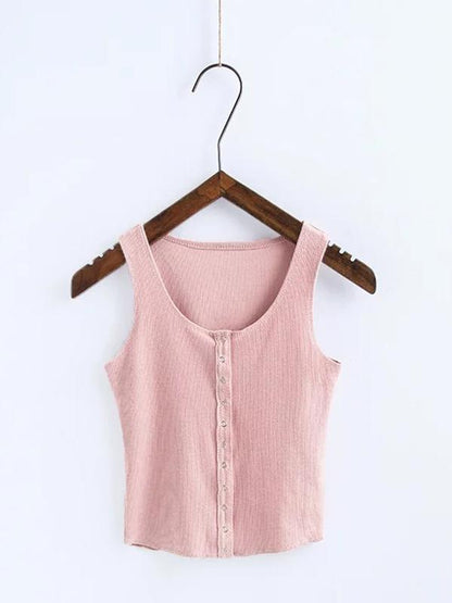 Round-neck Wrap Solid Casual Vest Top