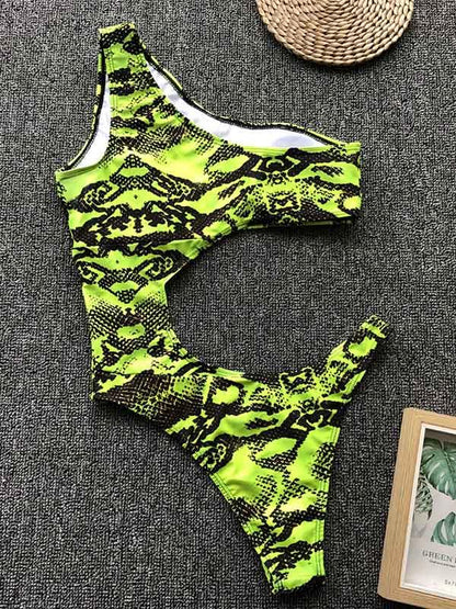Hollow One Shoulder One Piece Swimsuit