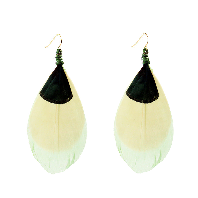 Bohemian fluffy feather tassel earrings