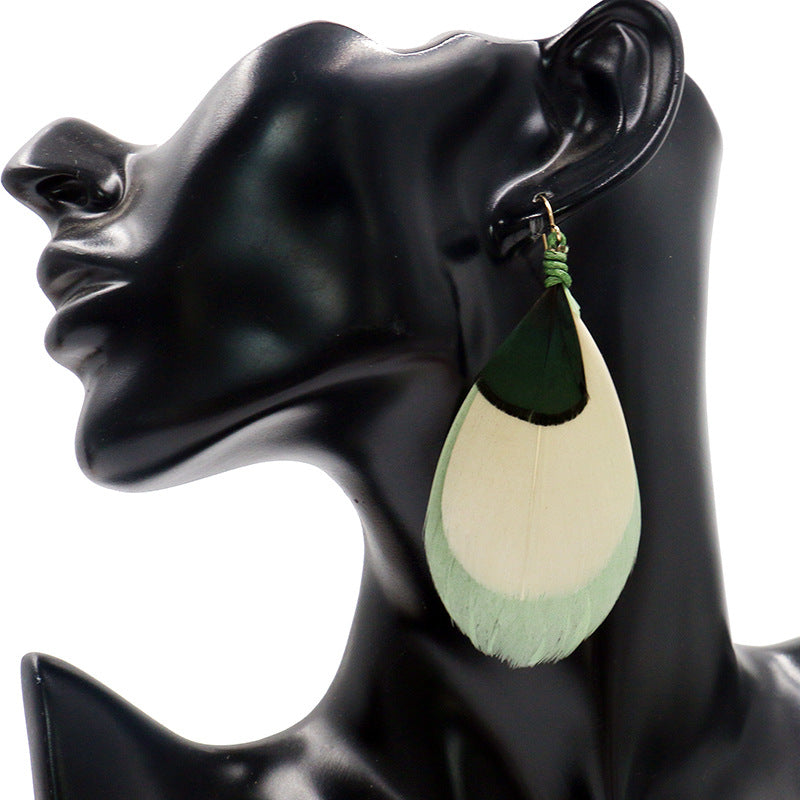 Bohemian fluffy feather tassel earrings