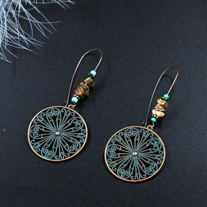 Vintage round earrings female creative flower alloy earrings popular earrings