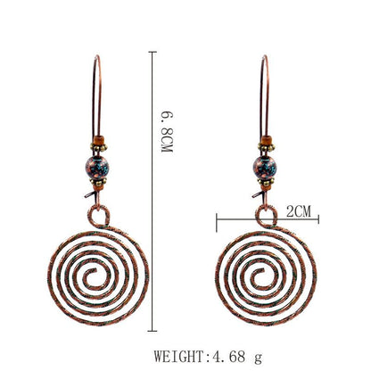 Fashion retro creative disc hollow alloy big earrings