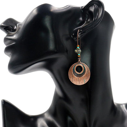Creative new retro earrings round alloy earrings