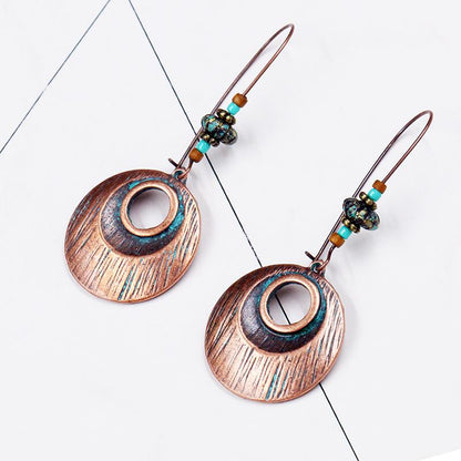 Creative new retro earrings round alloy earrings