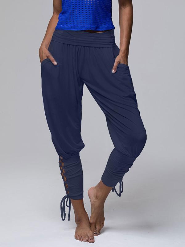 Solid Loose Bandage Athletic Pants