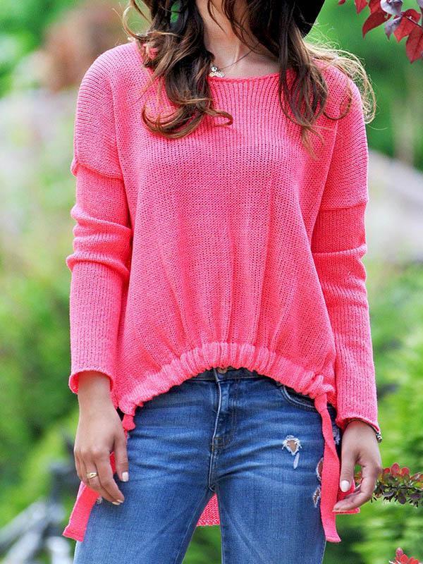 Round-Neck Solid Loose Knitting Sweater