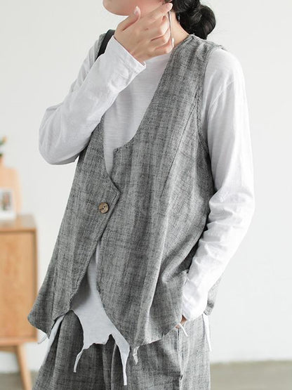 Original Retro Linen Vest&Harem Pants Suits