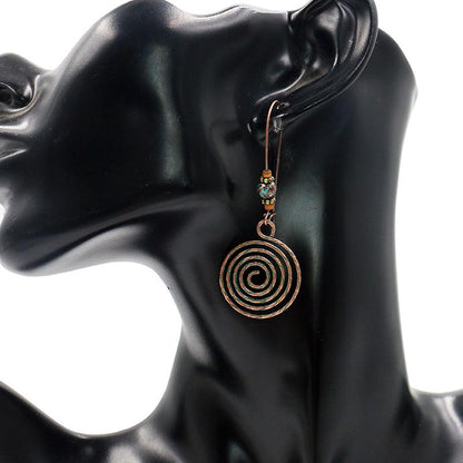 Fashion retro creative disc hollow alloy big earrings