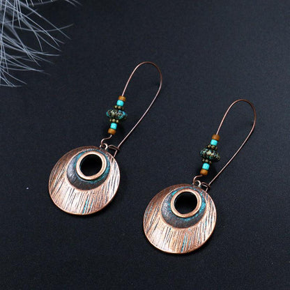 Creative new retro earrings round alloy earrings