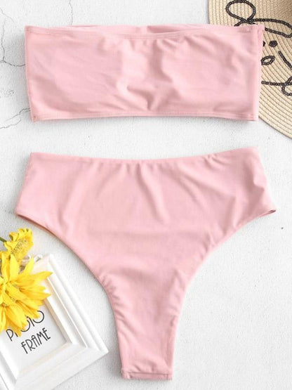 Plain Bandeau Bikinis Swimwear