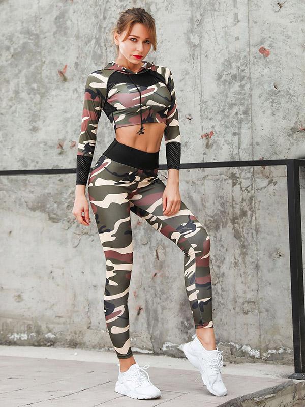 Printed Hooded Yoga Suits