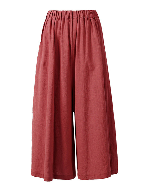 Casual 11 Colors  Solid Column Wide Leg Capri-Pants