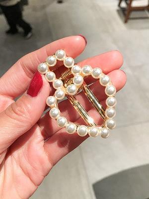 Ins Style Hollow Faux Pearl Hair Clip