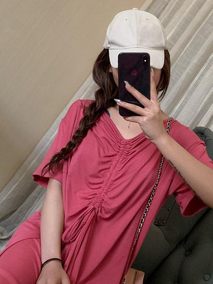 Elegant Drawstring Midi Dress