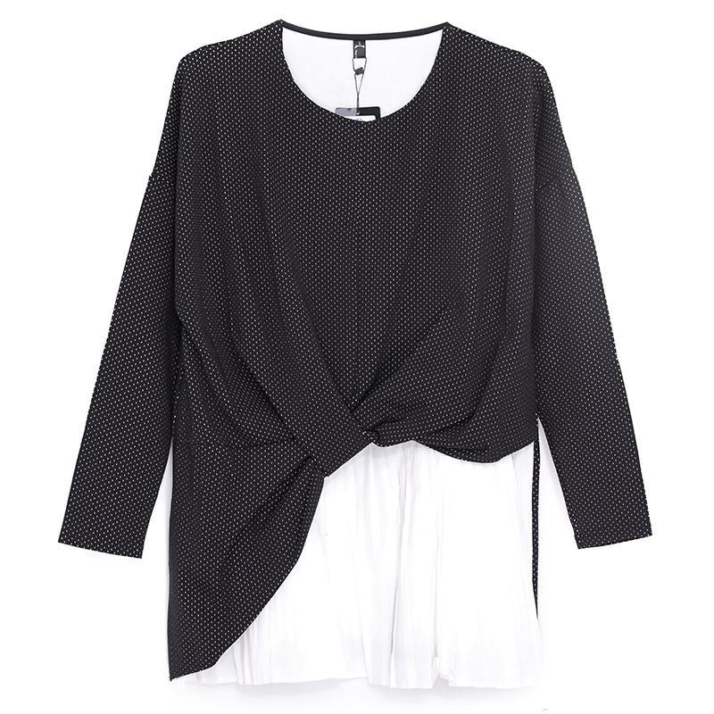 Casual Women Round Neck Long Sleeve Splicing Dress