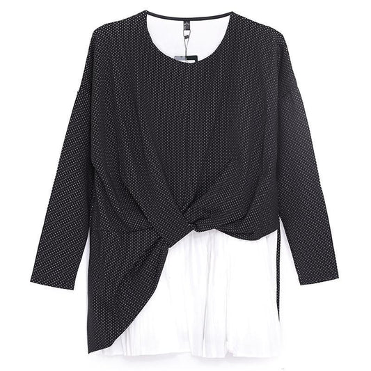 Casual Women Round Neck Long Sleeve Splicing Dress