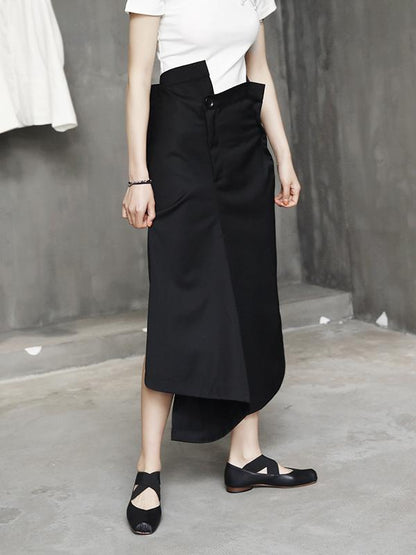 Black Cropped Wide-leg Three-quarter Pants