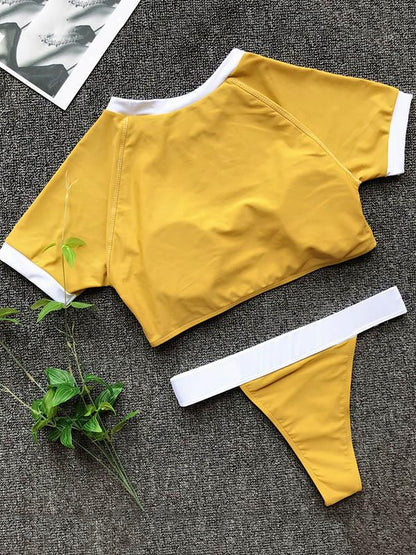 Sport Short Sleeves Bikinis Swimwear