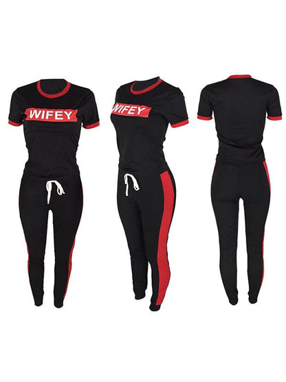 Casual Printed Split-joint Skinny Leg Sports Suit
