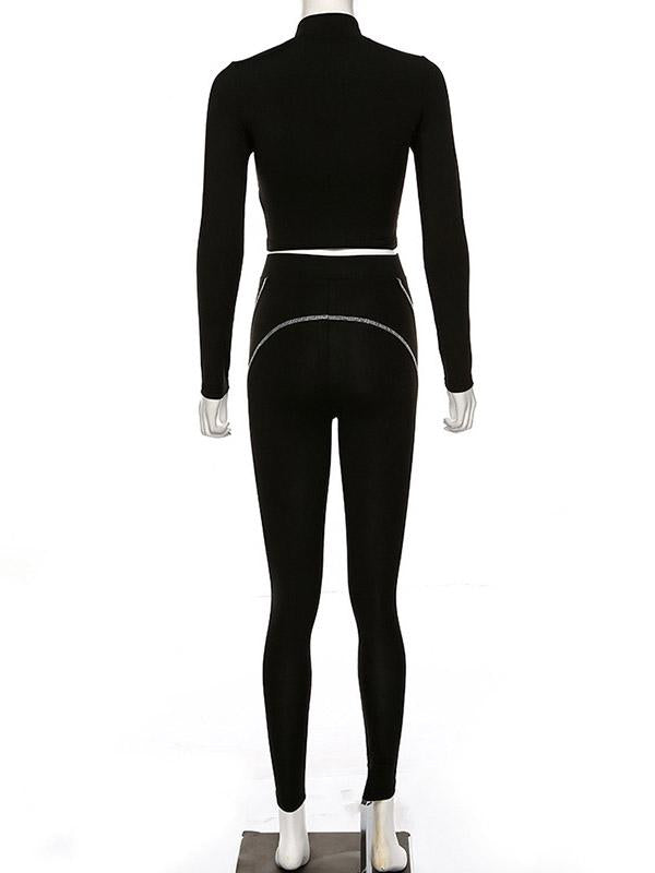 Fashion Zipper Striped Yoga Suits