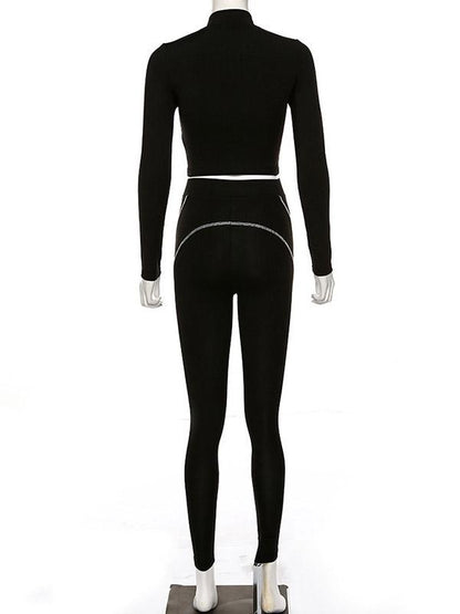Fashion Zipper Striped Yoga Suits