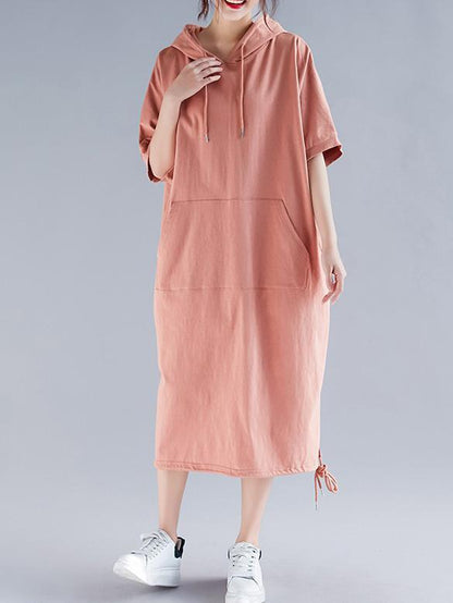 Oversize Solid Hooded Dress