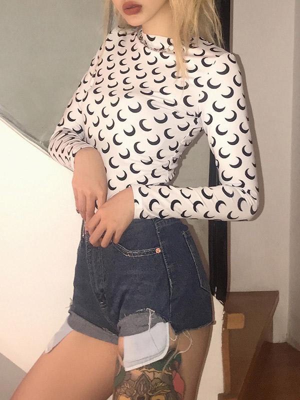 Printed Round-neck Long Sleeve Tee&Tank