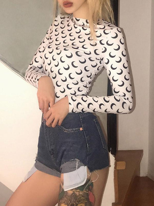 Printed Round-neck Long Sleeve Tee&Tank