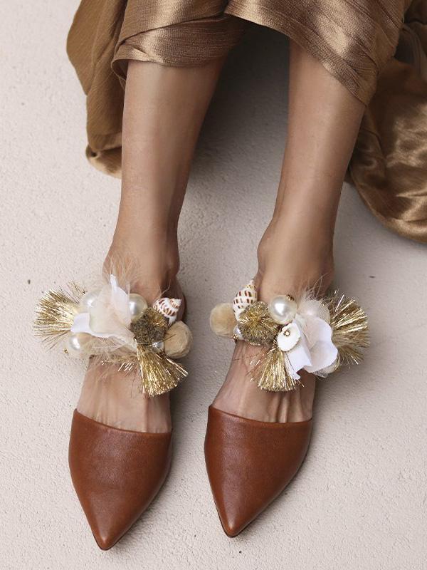 Solid Pointed Mules&Slides Flat