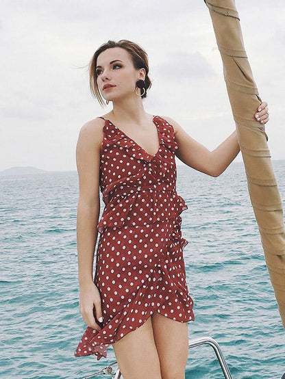 Falbala V-neck Falbala Mini Dress