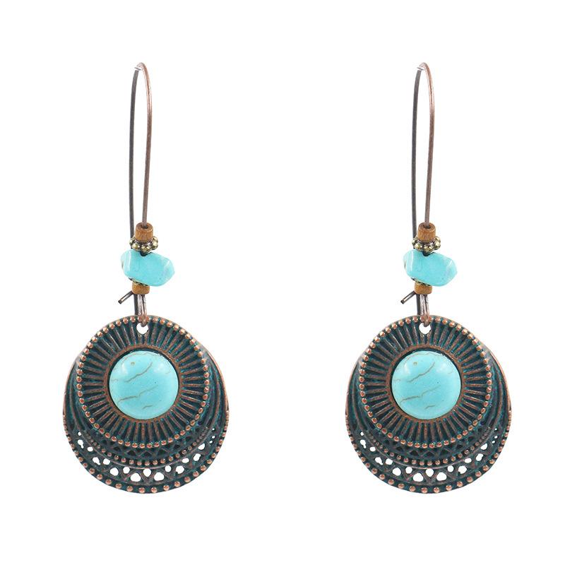 Fashion round alloy female creative hook turquoise earrings