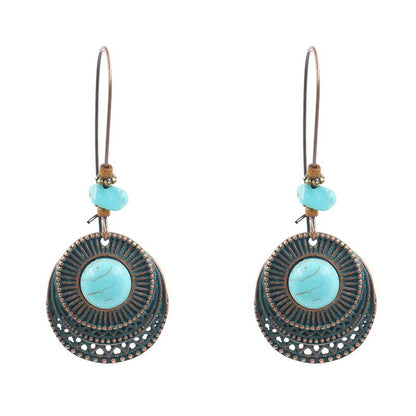 Fashion round alloy female creative hook turquoise earrings