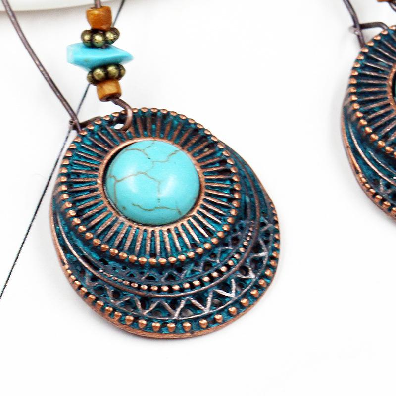 Fashion round alloy female creative hook turquoise earrings