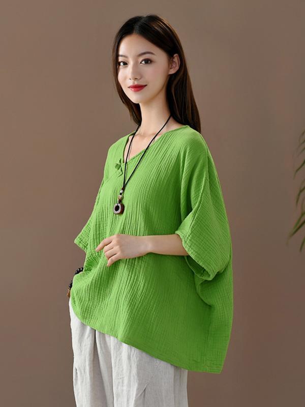 Vintage Solid Irregularity T-Shirts Tops