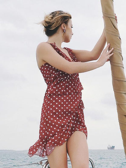 Falbala V-neck Falbala Mini Dress