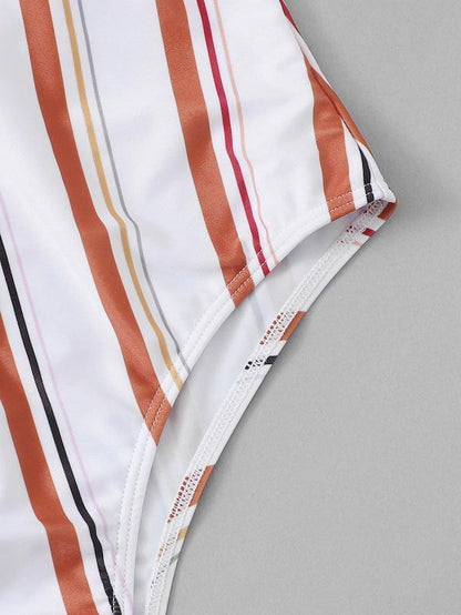 Spaghetti Straps Striped One-piece Swimwear